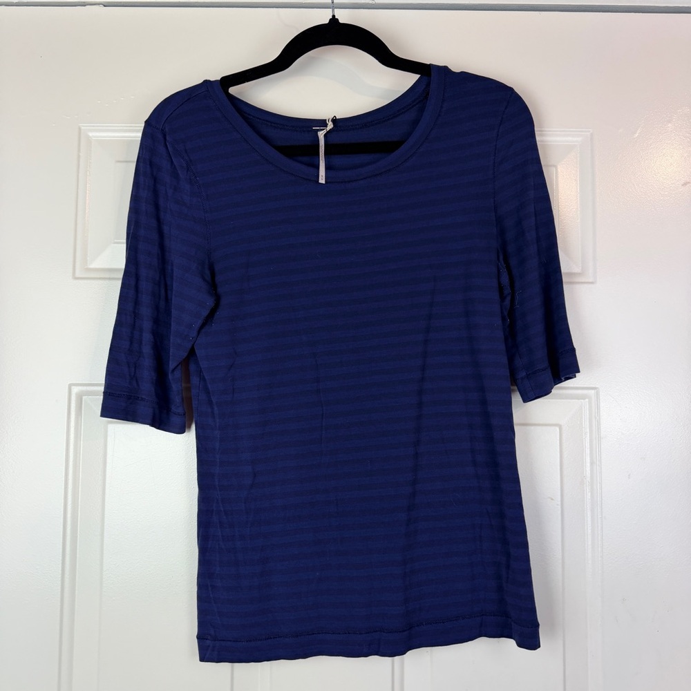 Free People Blue stripe scoop neck tee Size Medium